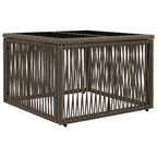 vidaXL Gartentisch Grau und Schwarz 55 x 55 x 37 cm PE Rattan und Glas