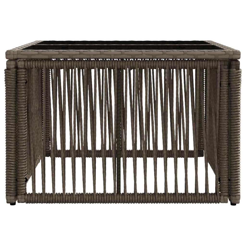 vidaXL Gartentisch Grau und Schwarz 55 x 55 x 37 cm PE Rattan und Glas