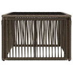 vidaXL Gartentisch Grau und Schwarz 55 x 55 x 37 cm PE Rattan und Glas