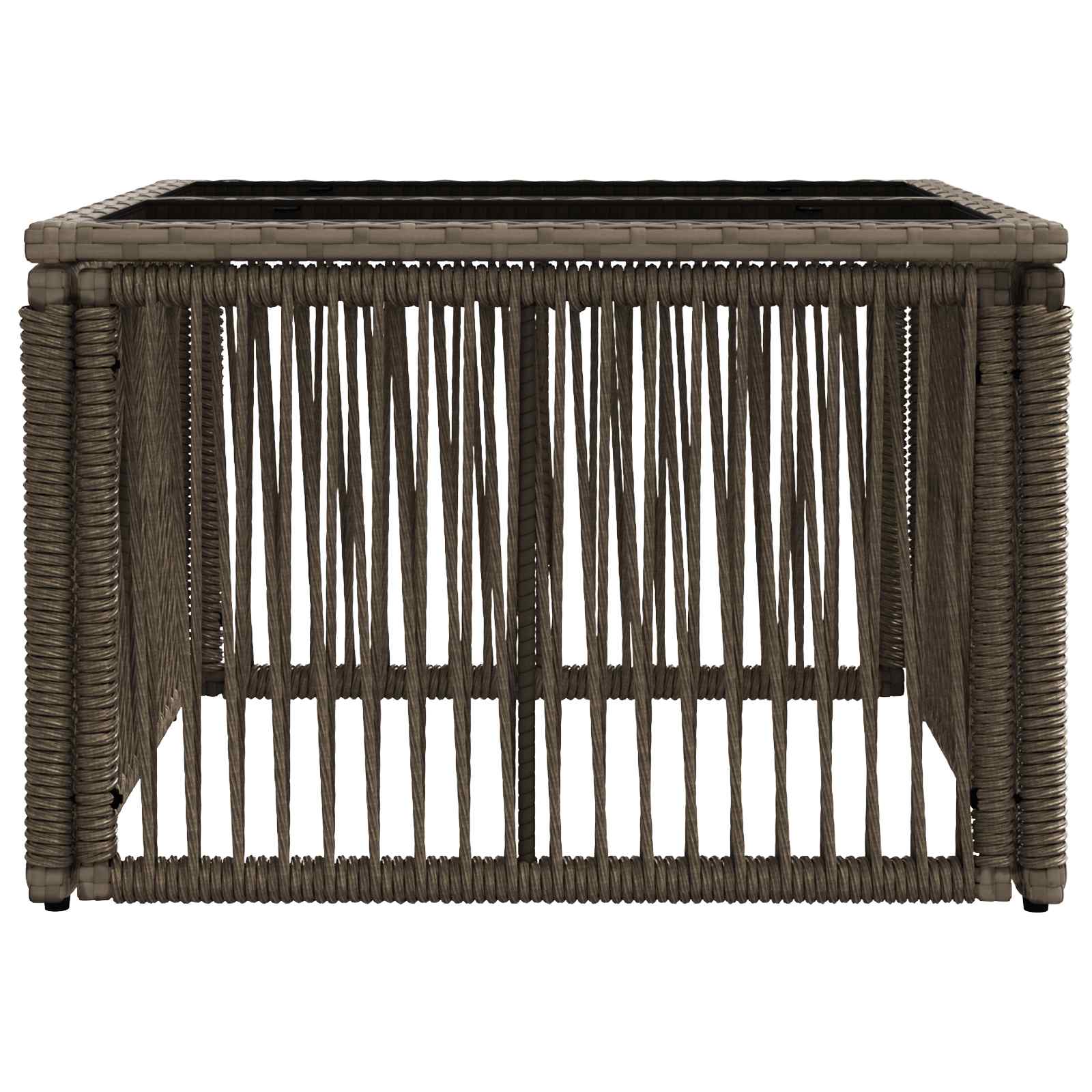 vidaXL Gartentisch Grau und Schwarz 55 x 55 x 37 cm PE Rattan und Glas