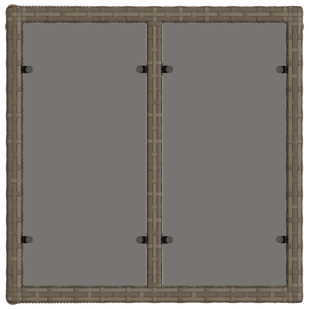 vidaXL Gartentisch Grau und Schwarz 55 x 55 x 37 cm PE Rattan und Glas