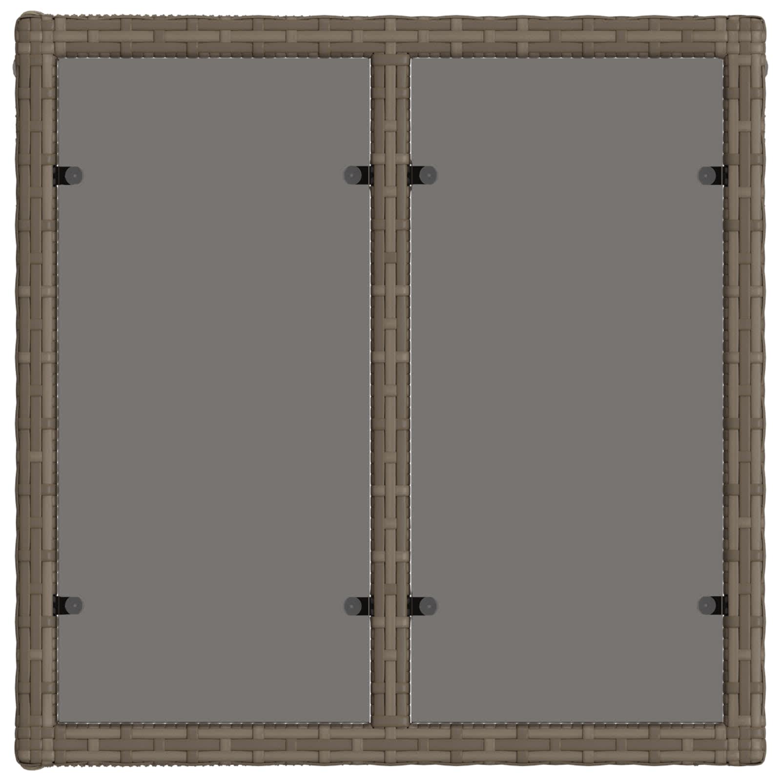 vidaXL Gartentisch Grau und Schwarz 55 x 55 x 37 cm PE Rattan und Glas