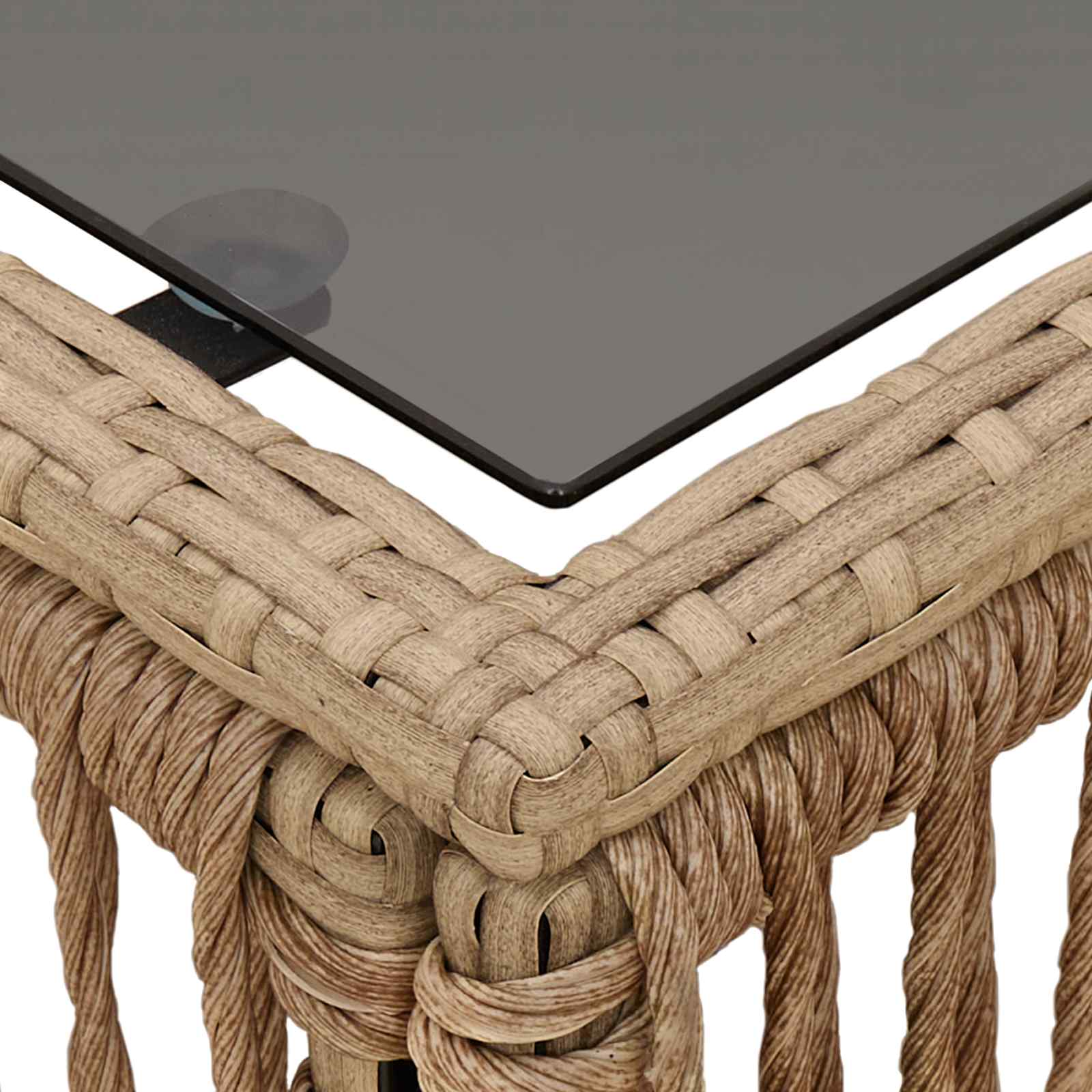 vidaXL Gartentisch Beige und Schwarz 55 x 55 x 37 cm