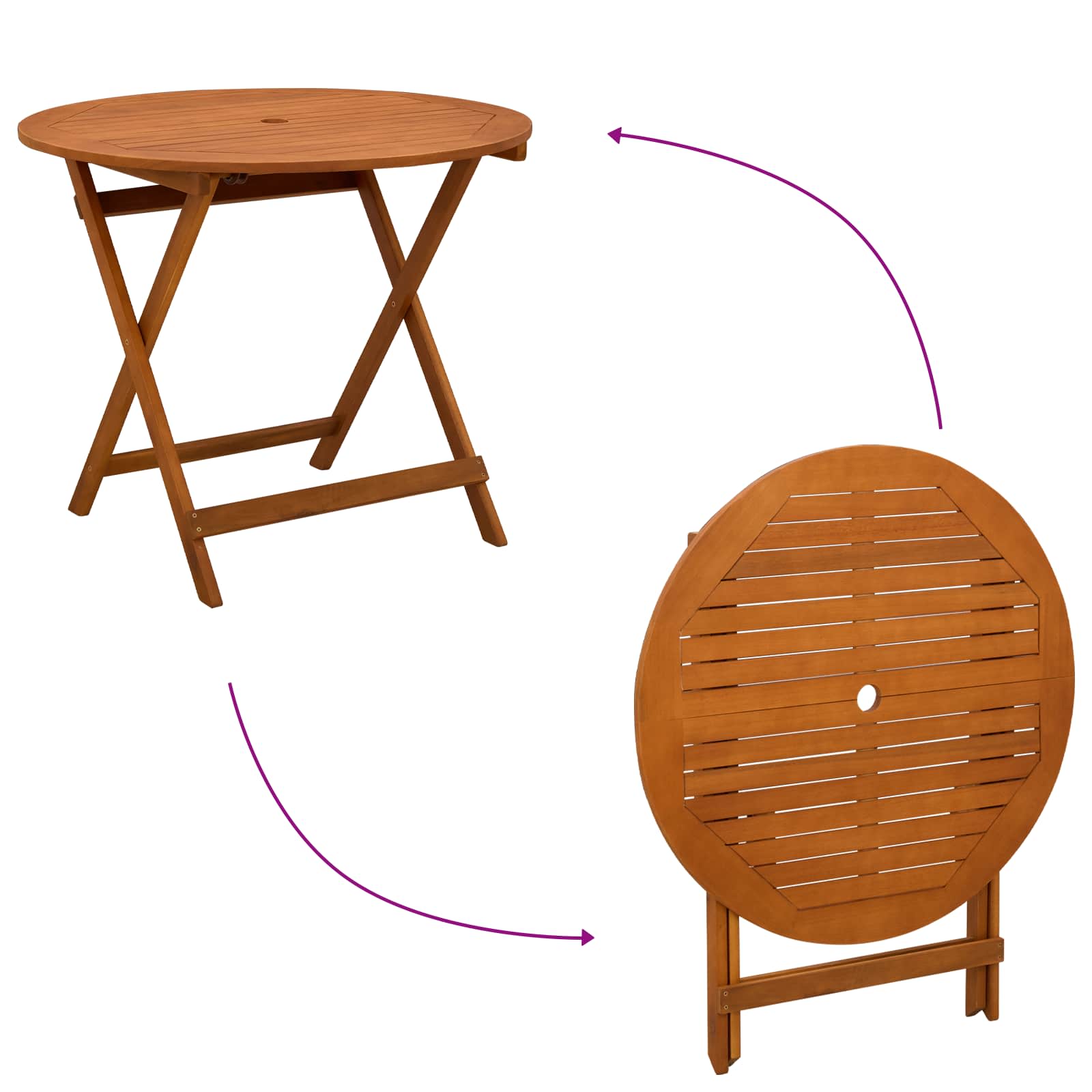 vidaXL Klappbarer Gartentisch Braun Ø 90 x 75 cm