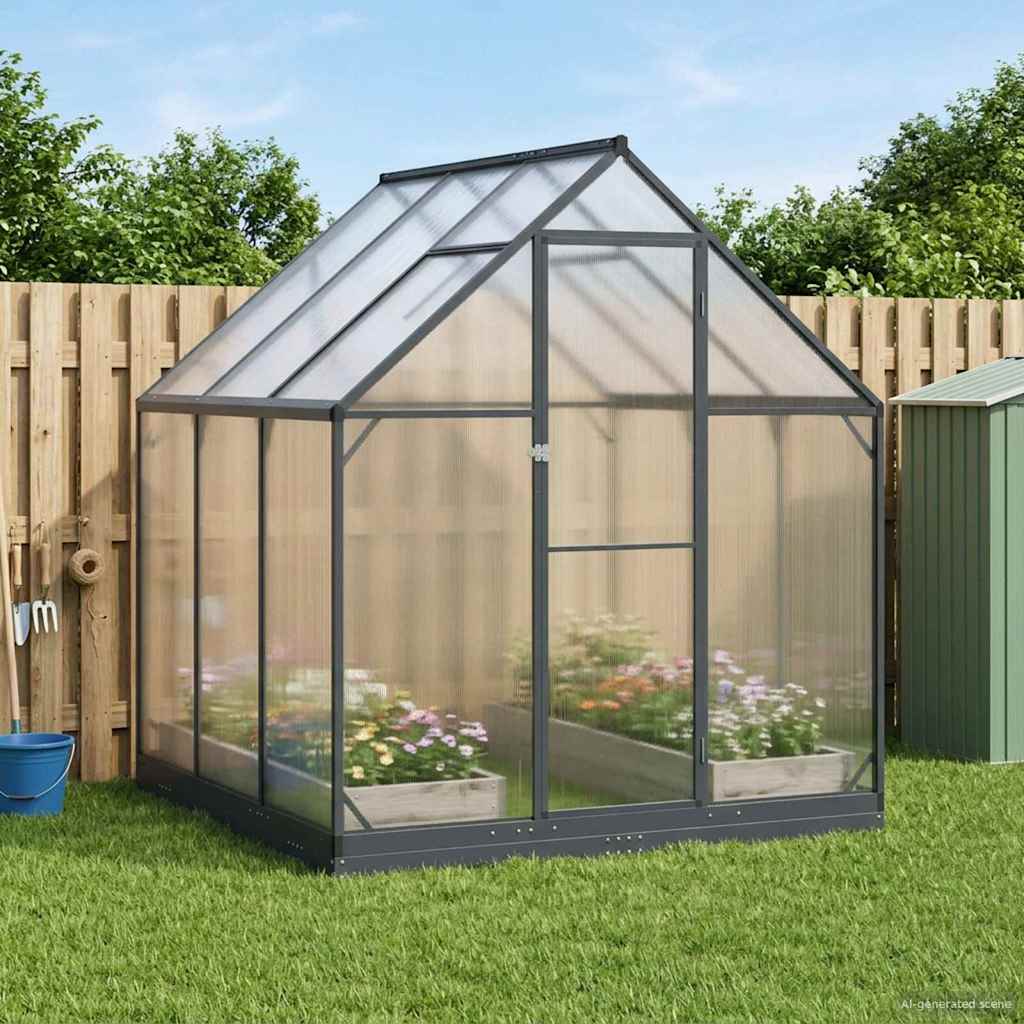 vidaXL Garten Gewächshaus mit Tür Anthrazit 183,5 x 183,5 x 207 cm