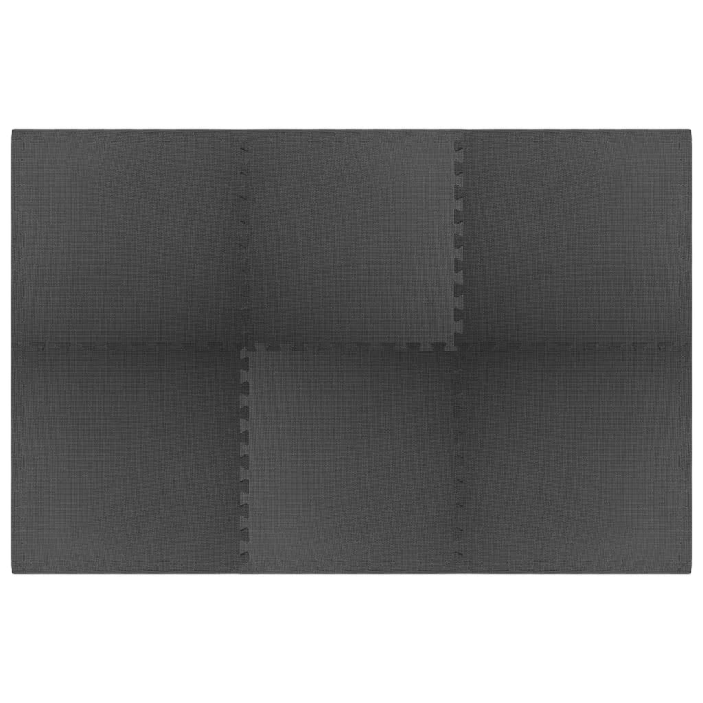 vidaXL Pool Bodenteppich 6 pcs Schwarz 2,16 ㎡ EVA-Schaum