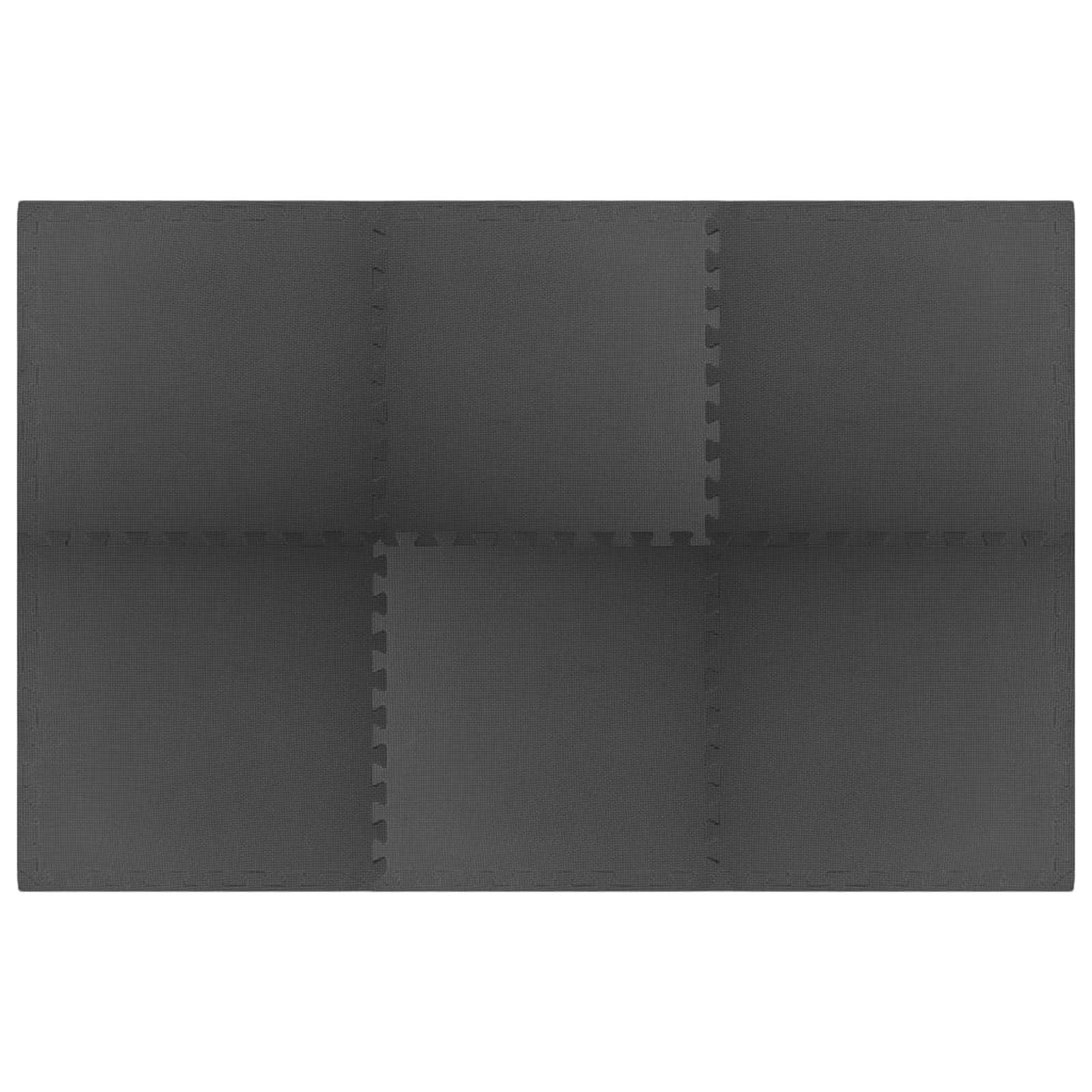 vidaXL Pool Bodenteppich 6 pcs Schwarz 2,16 ㎡ EVA-Schaum
