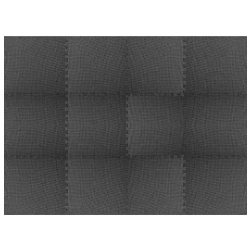 vidaXL Pool Bodenteppich 12 pcs Schwarz 4,32 ㎡ EVA-Schaum