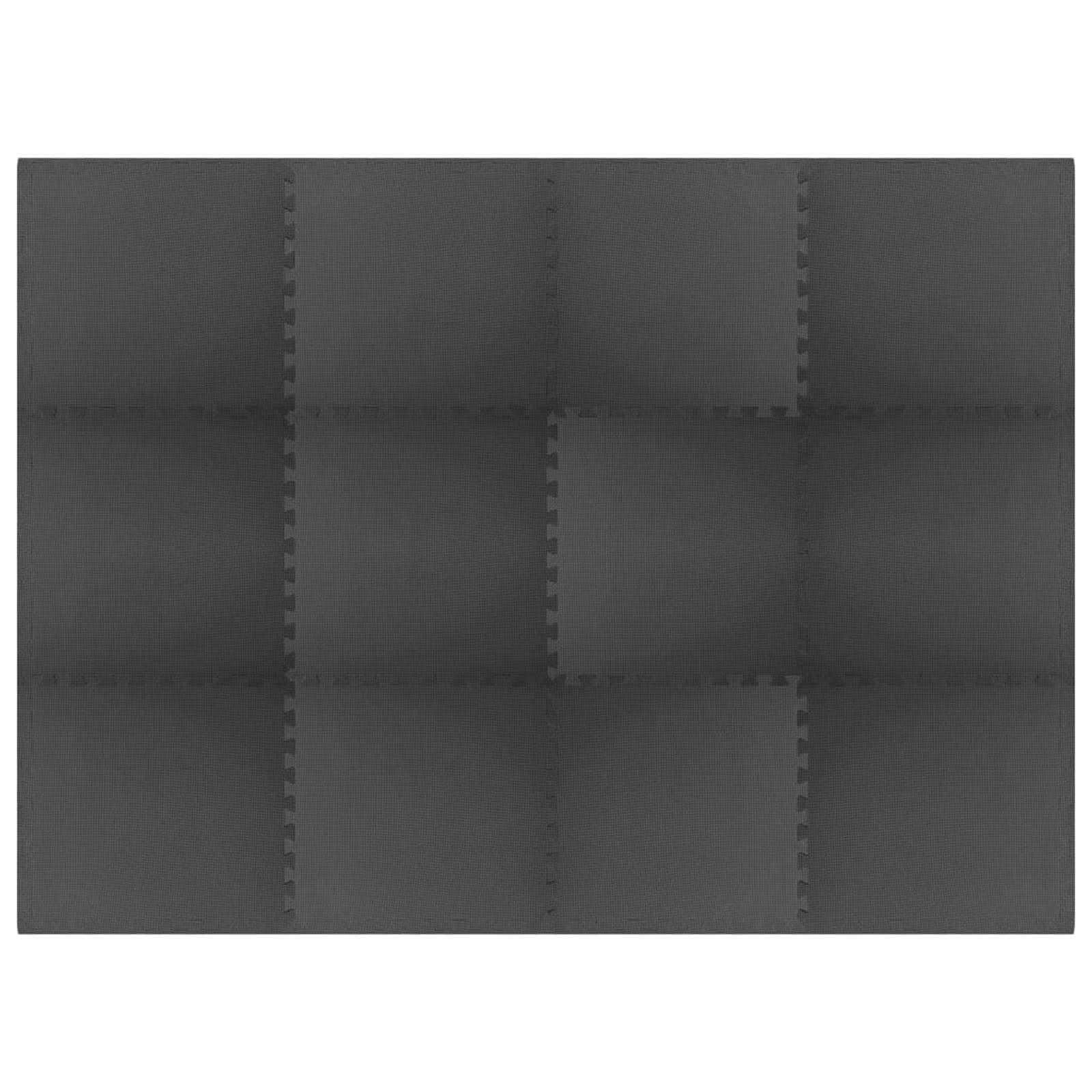 vidaXL Pool Bodenteppich 12 pcs Schwarz 4,32 ㎡ EVA-Schaum