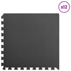 vidaXL Pool Bodenteppich 12 pcs Schwarz 4,32 ㎡ EVA-Schaum
