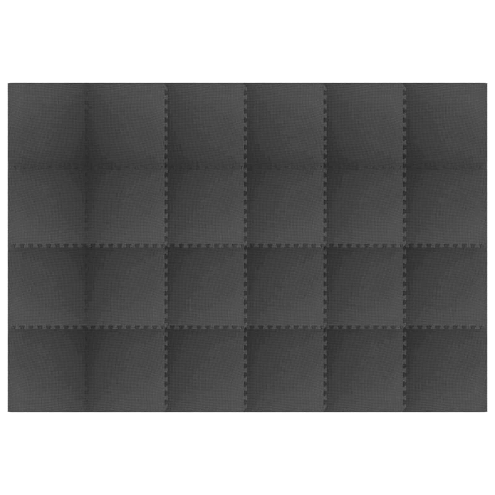 vidaXL Pool Bodenteppich 24 pcs Schwarz 8,64 ㎡ EVA-Schaum