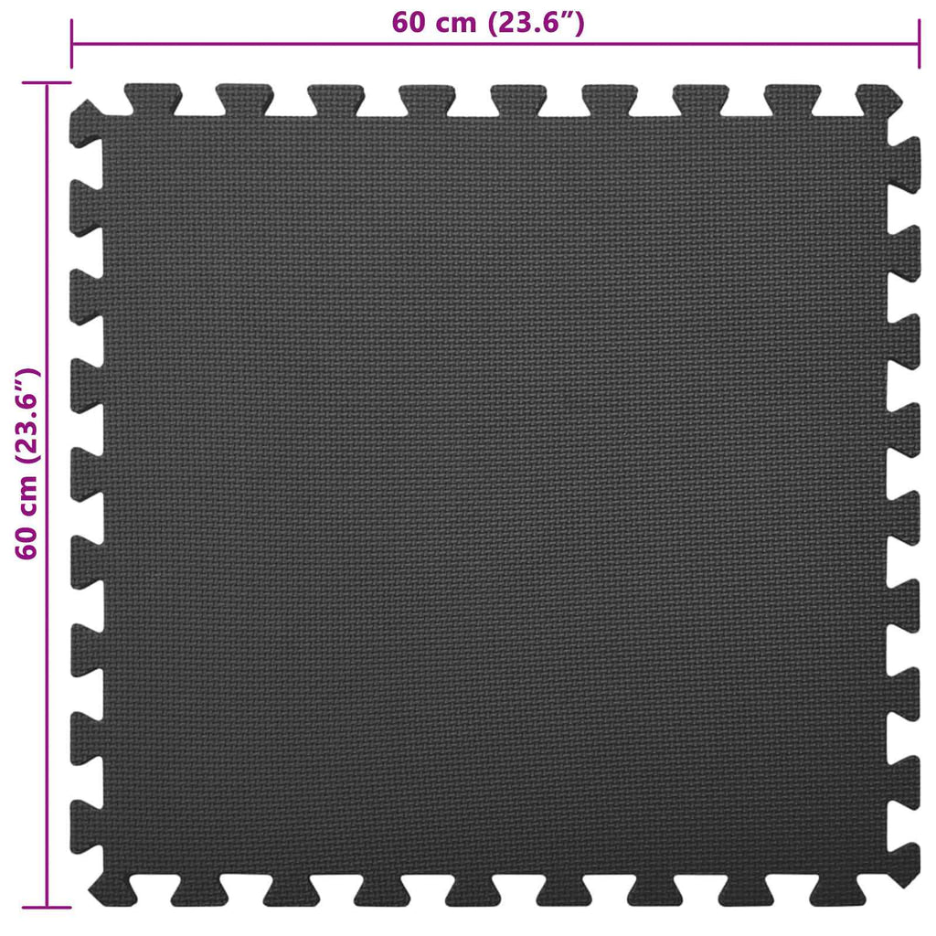 vidaXL Pool Bodenteppich 24 pcs Schwarz 8,64 ㎡ EVA-Schaum