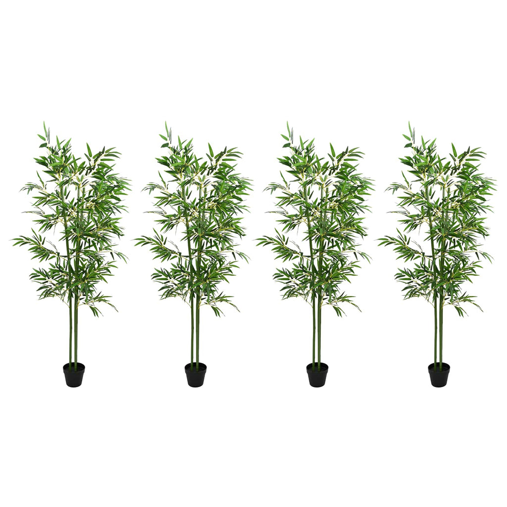 vidaXL Kunstbambusbaum 4 pcs Grün 60 x 18 x 190 cm Stoff und Bambus