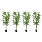 vidaXL Kunstbambusbaum 4 pcs Grün 60 x 18 x 190 cm Stoff und Bambus