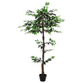 vidaXL Künstliche Ficus-Pflanze Grün 85 x 18 x 160 cm Stoff und Holz