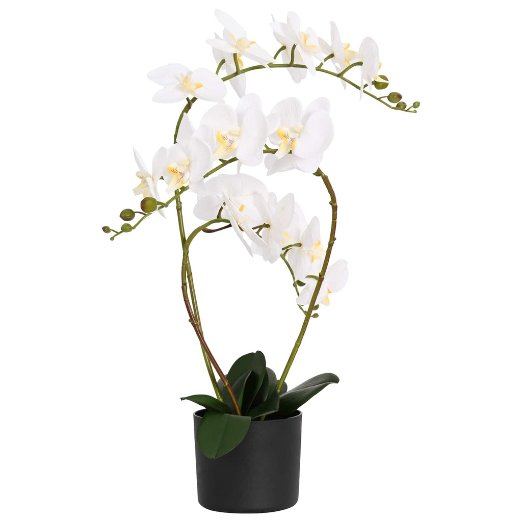 vidaXL Künstliche Orchideenpflanze mit Topf Weiß 45 x 15 x 65 cm