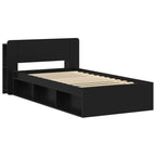 vidaXL Bettgestell mit Stauraum Schwarz 75 x 190 cm Holzwerkstoff
