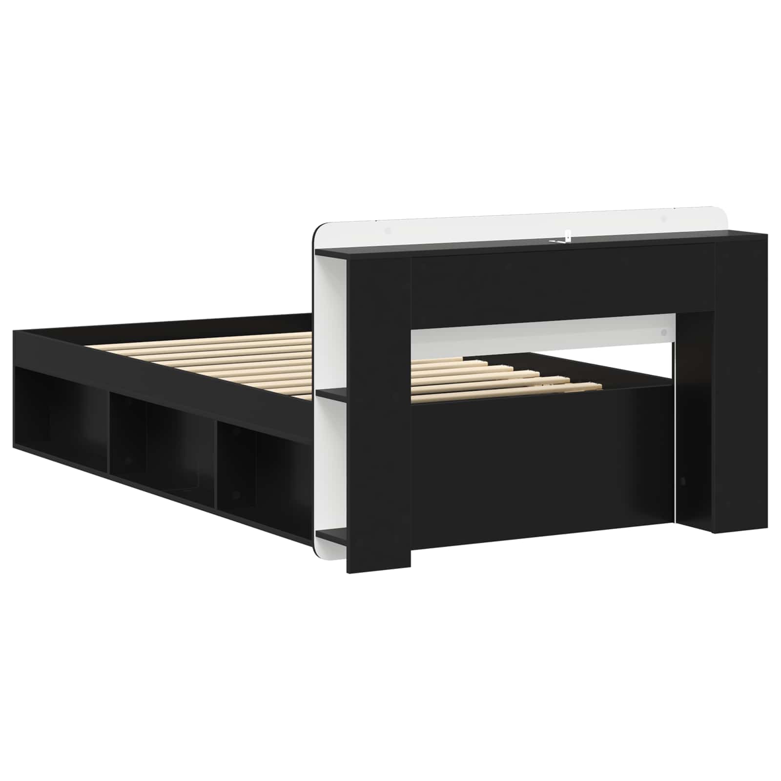 vidaXL Bettgestell mit Stauraum Schwarz 75 x 190 cm Holzwerkstoff