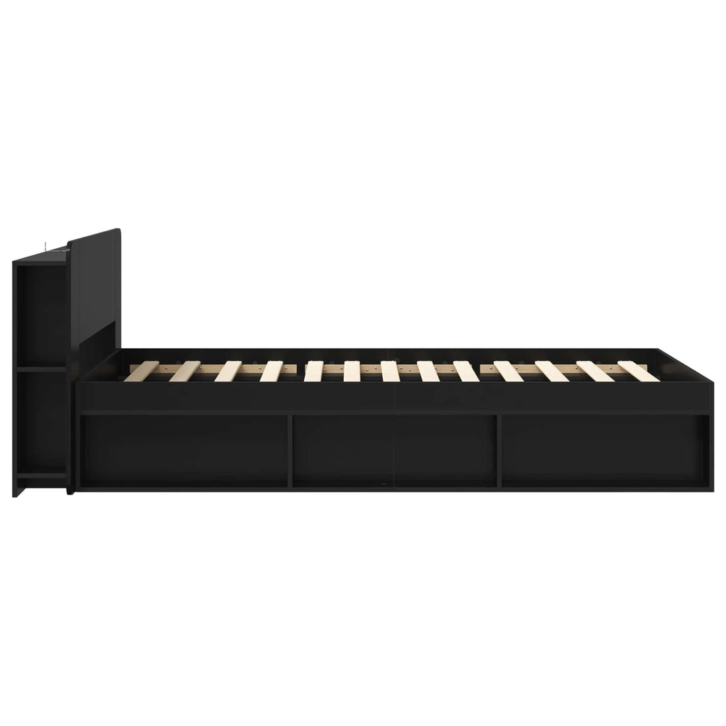 vidaXL Bettgestell mit Stauraum Schwarz 75 x 190 cm Holzwerkstoff