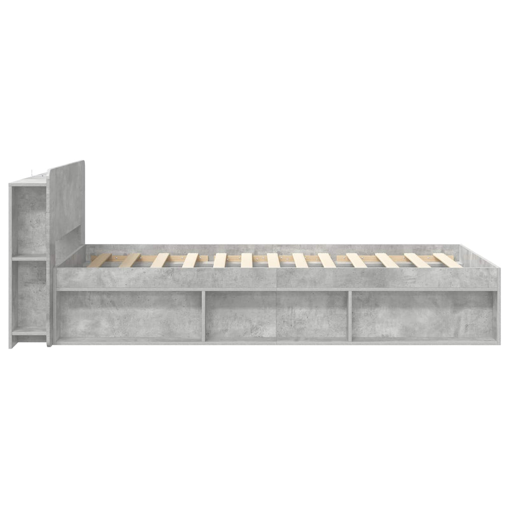 vidaXL Bettgestell mit Stauraum Betongrau 75 x 190 cm Holzwerkstoff