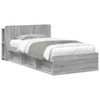 vidaXL Bettgestell mit Stauraum Grau Sonoma 75 x 190 cm Holzwerkstoff