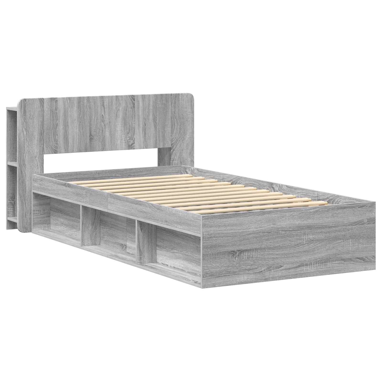 vidaXL Bettgestell mit Stauraum Grau Sonoma 75 x 190 cm Holzwerkstoff