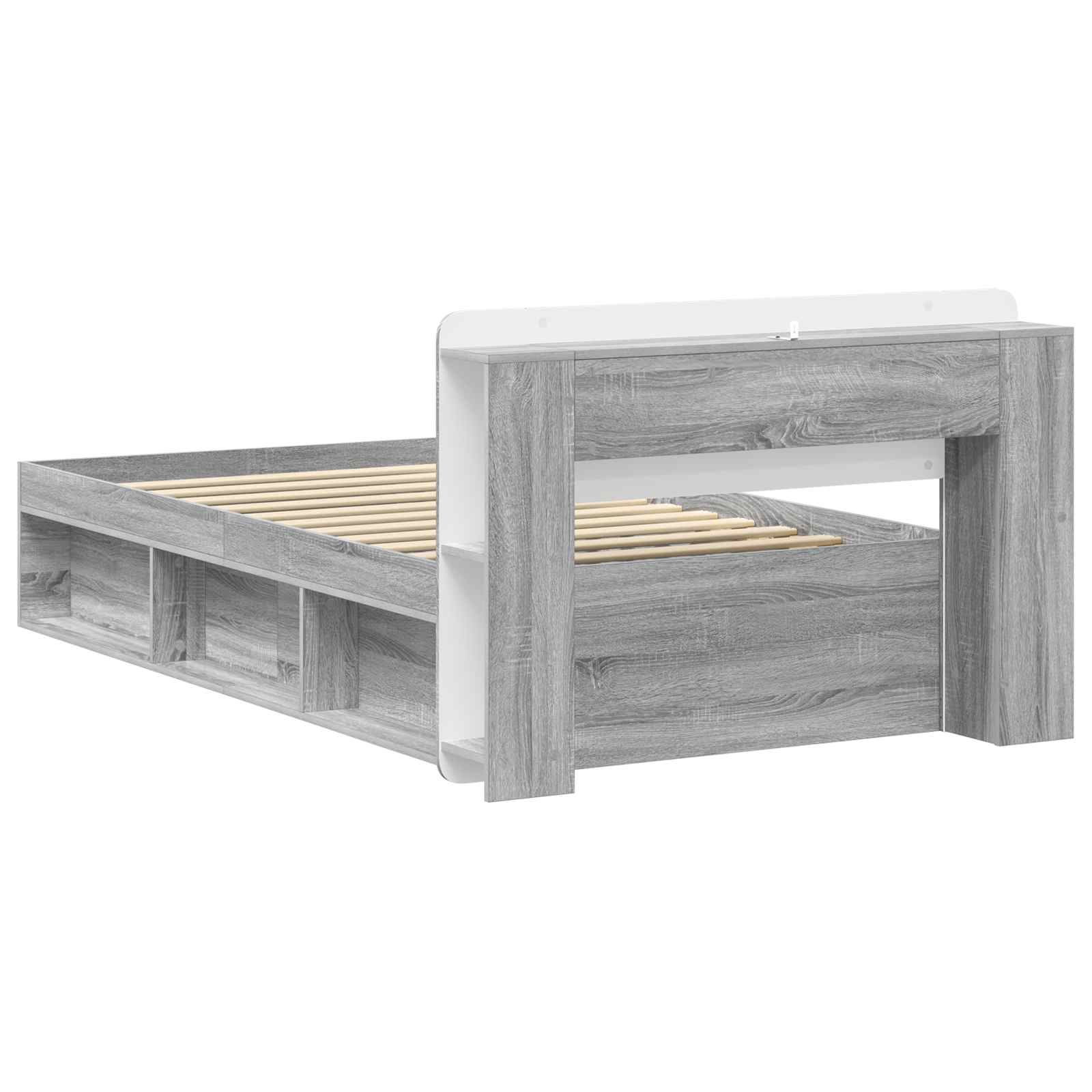 vidaXL Bettgestell mit Stauraum Grau Sonoma 75 x 190 cm Holzwerkstoff