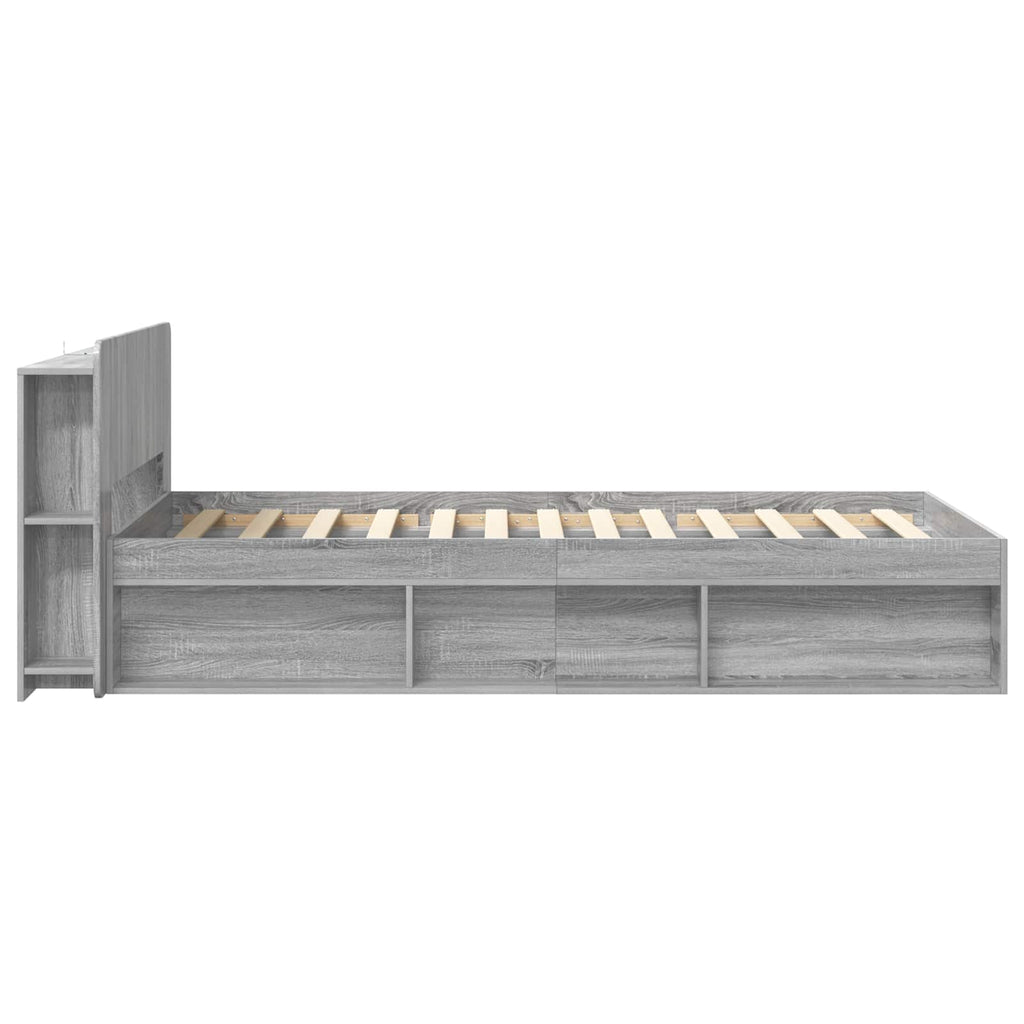 vidaXL Bettgestell mit Stauraum Grau Sonoma 75 x 190 cm Holzwerkstoff