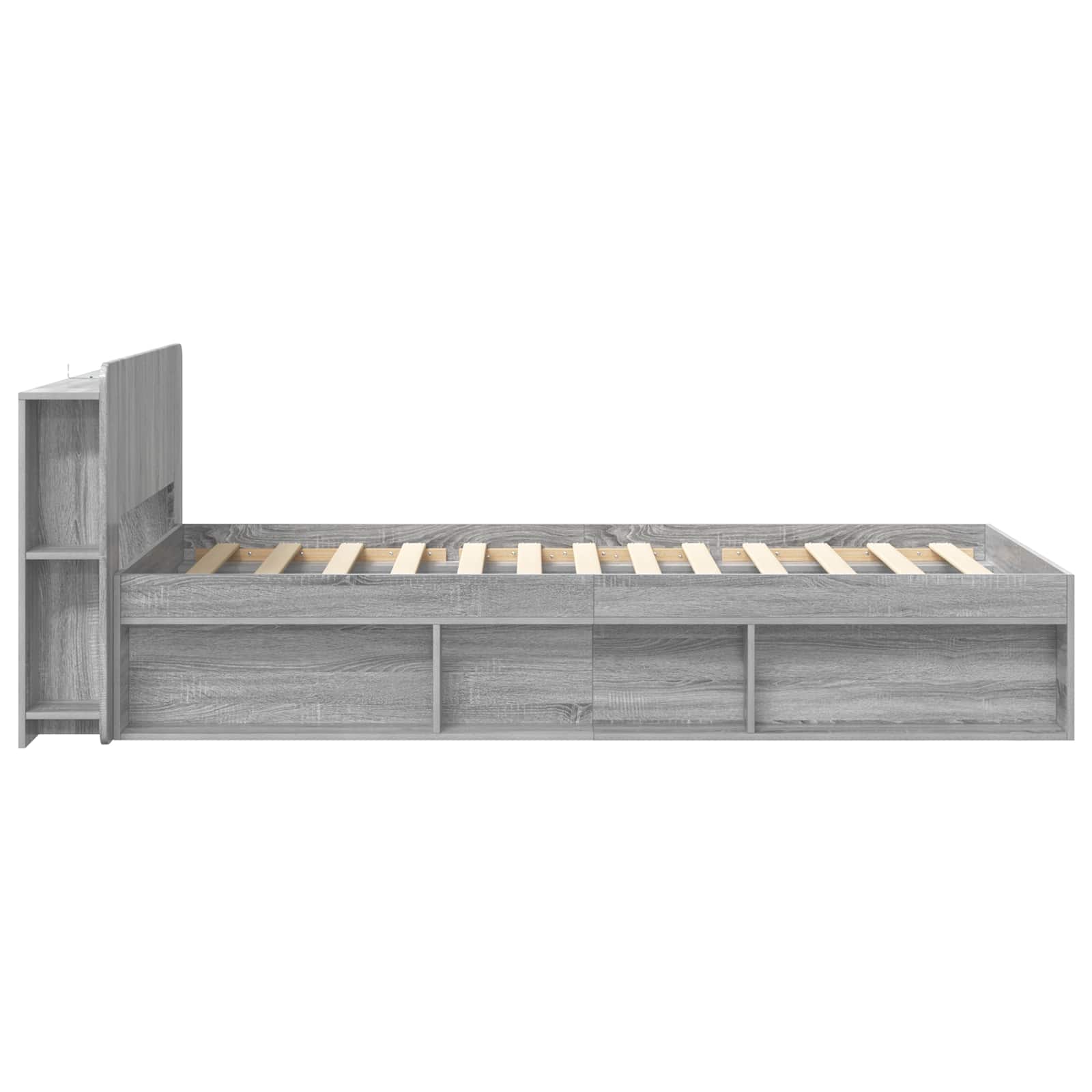 vidaXL Bettgestell mit Stauraum Grau Sonoma 75 x 190 cm Holzwerkstoff