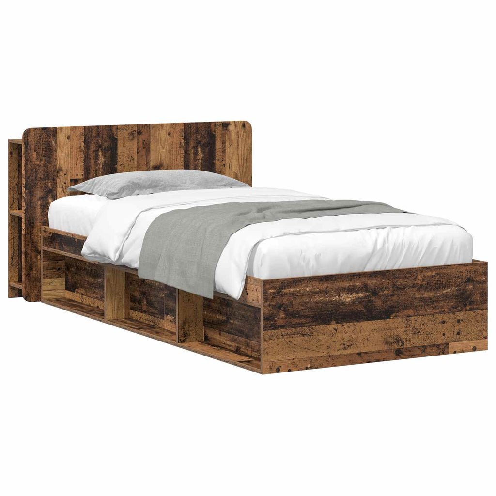 vidaXL Bettgestell mit Stauraum Altholz 75 x 190 cm Holzwerkstoff