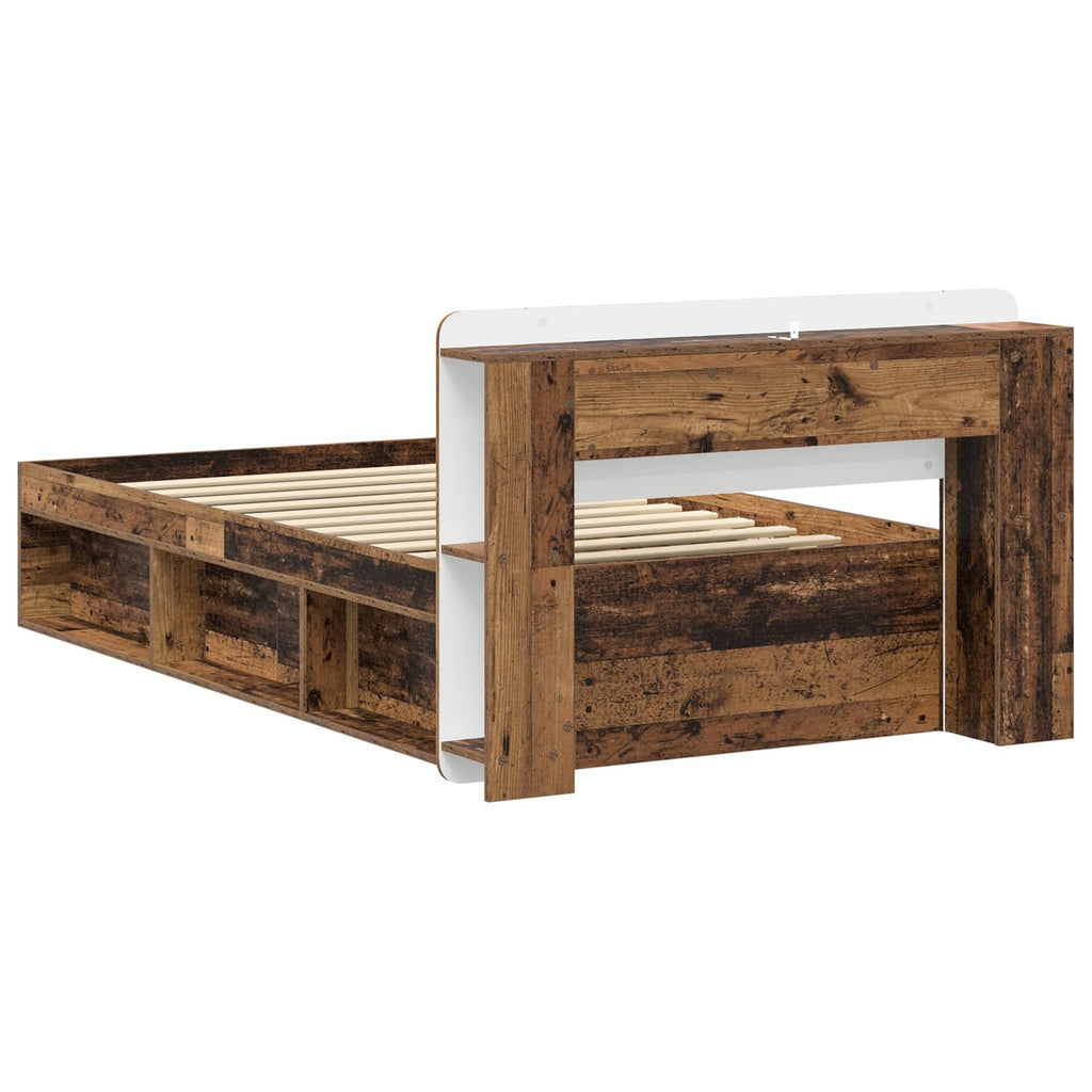 vidaXL Bettgestell mit Stauraum Altholz 75 x 190 cm Holzwerkstoff