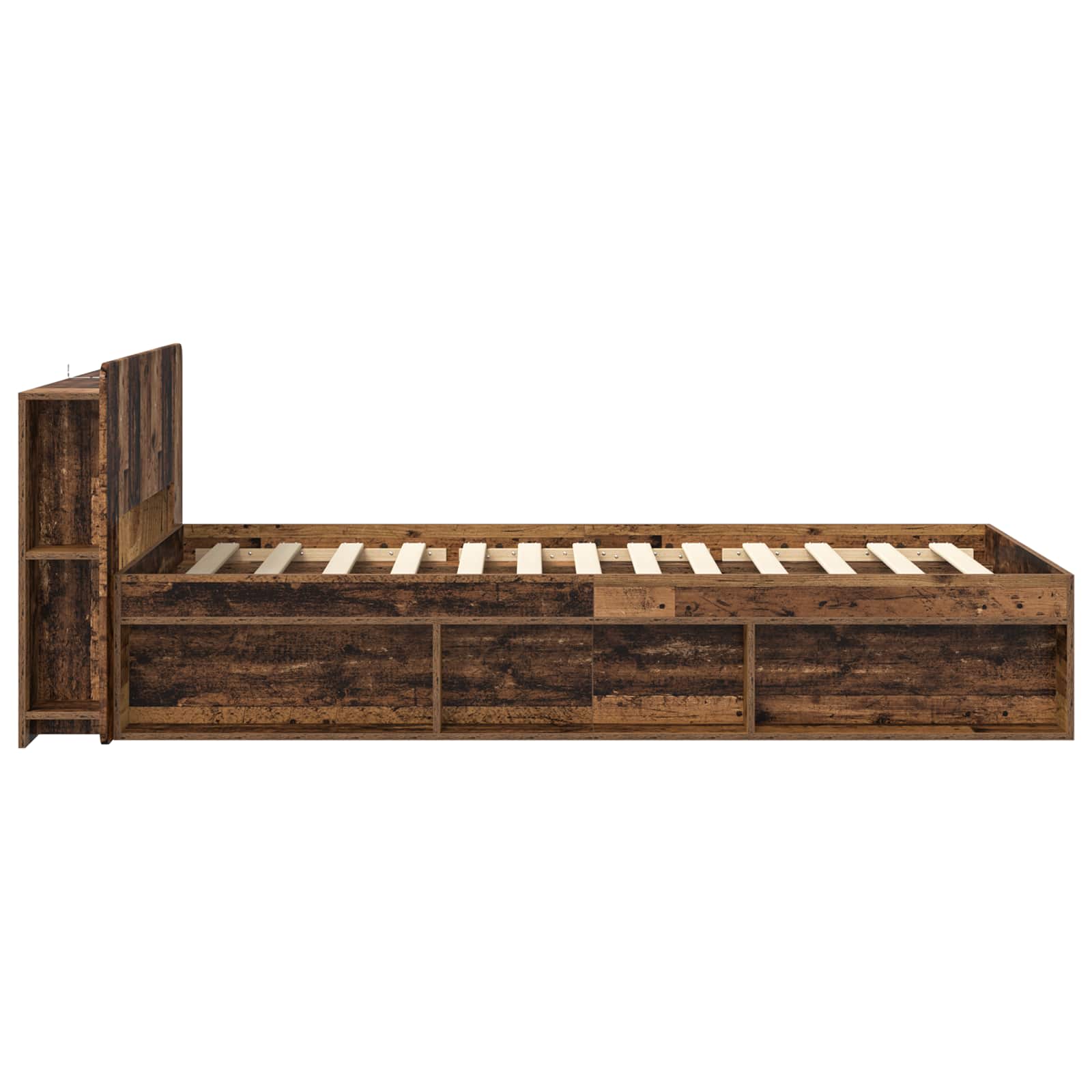 vidaXL Bettgestell mit Stauraum Altholz 75 x 190 cm Holzwerkstoff