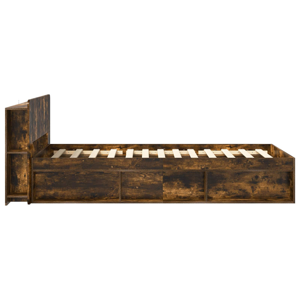vidaXL Bettgestell mit Stauraum Geräucherte Eiche 75 x 190 cm