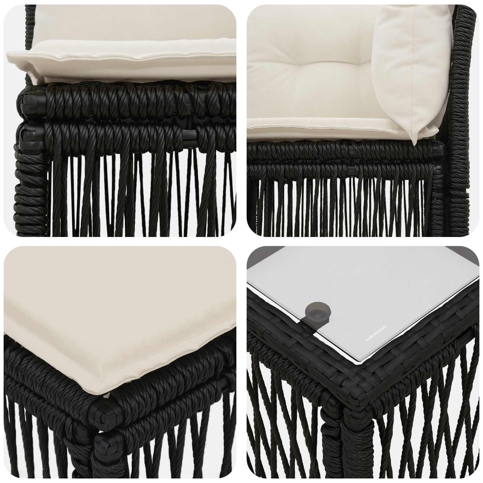 vidaXL Gartensofa-set 6 pcs Schwarz Poly-Rattan