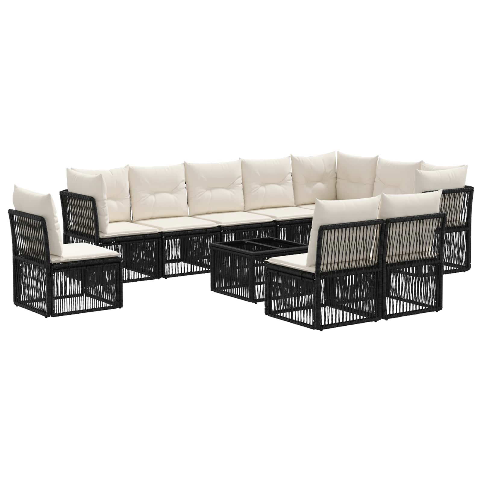 vidaXL Gartensofa-set 11 pcs Schwarz Poly-Rattan