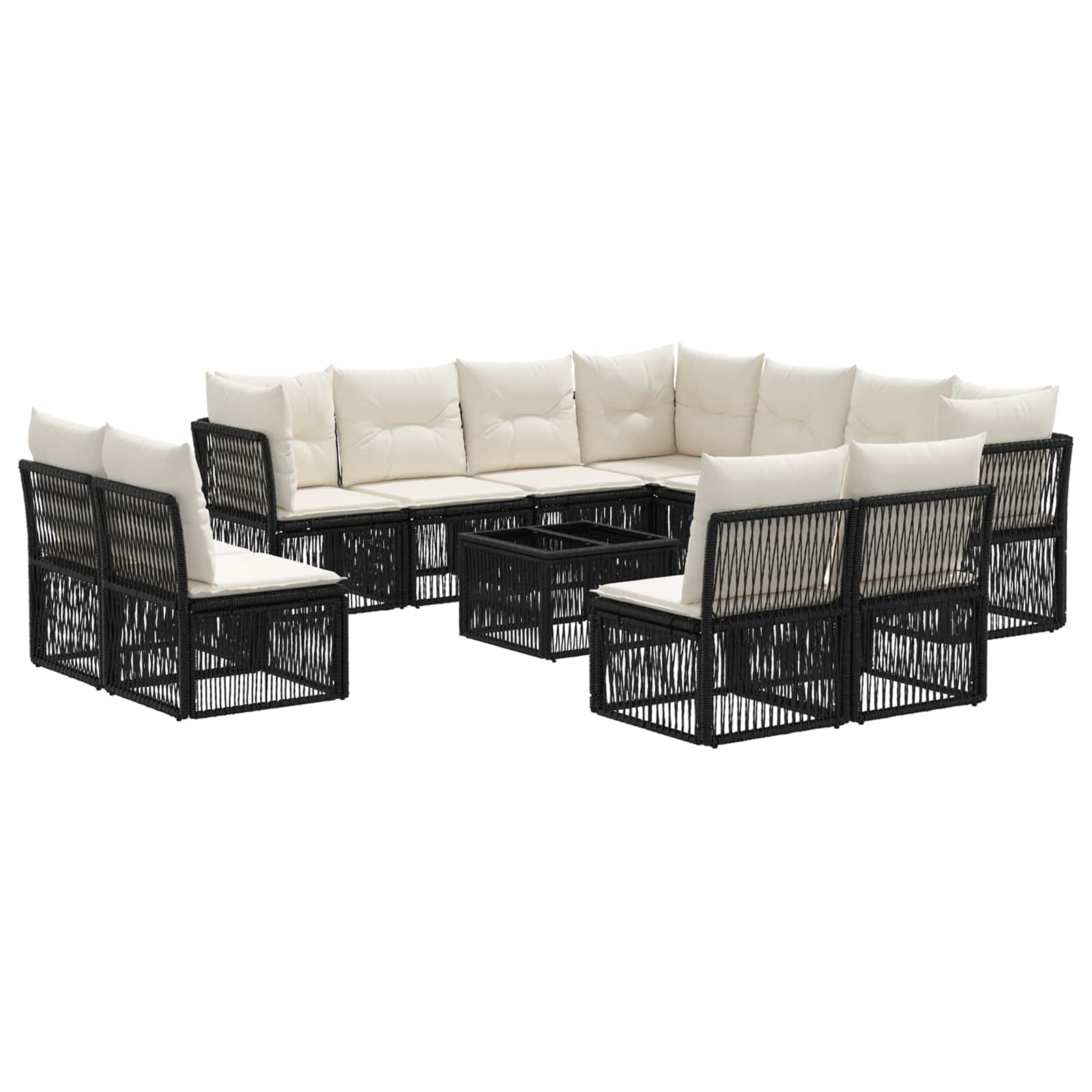 vidaXL Gartensofa-set 12 pcs Schwarz Poly-Rattan