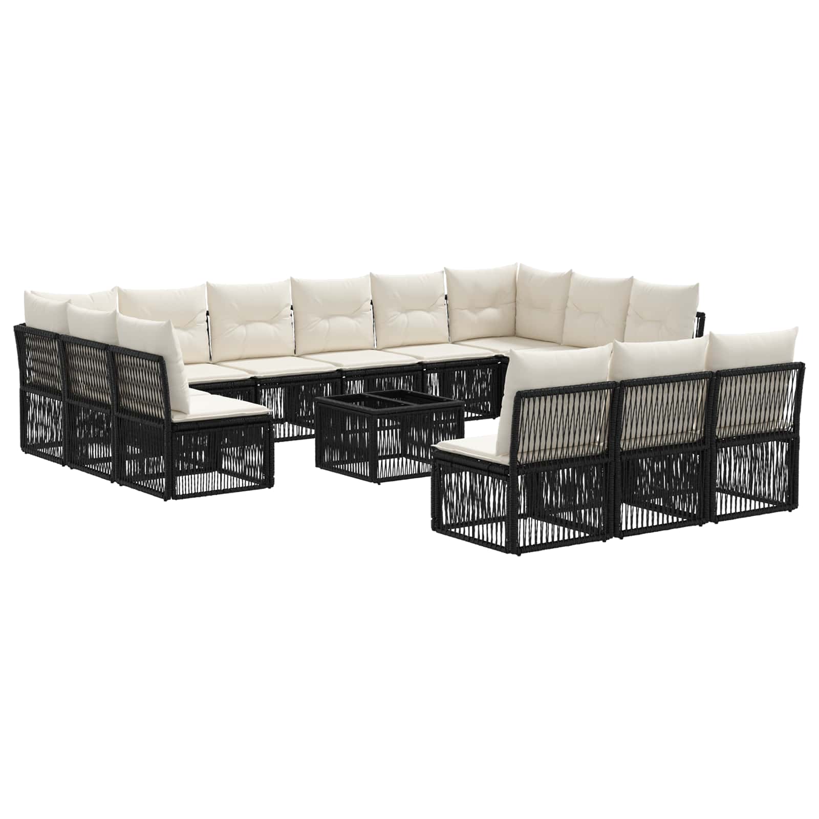 vidaXL Gartensofa-set 14 pcs Schwarz Poly-Rattan