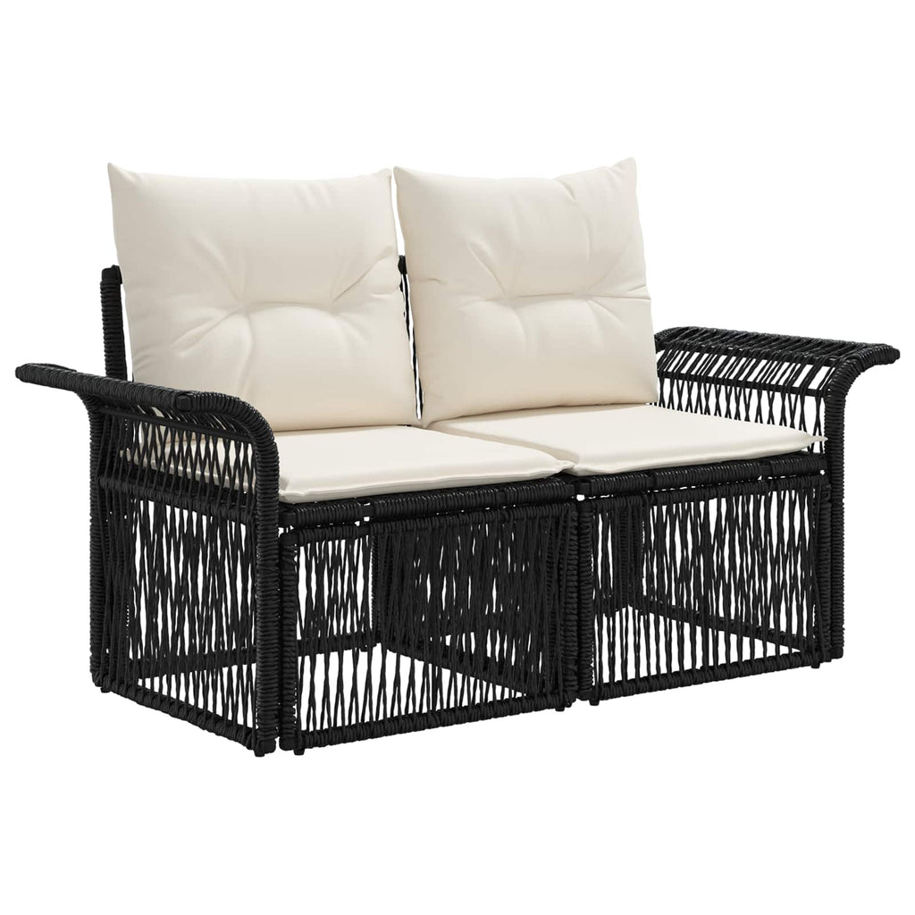 vidaXL Gartensofa-set 12 pcs Schwarz und Cremeweiß Poly-Rattan