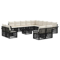 vidaXL Gartensofa-set 14 pcs Schwarz und Cremeweiß Poly-Rattan