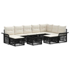 vidaXL Gartensofa-set 10 pcs Schwarz und Cremeweiß Poly-Rattan