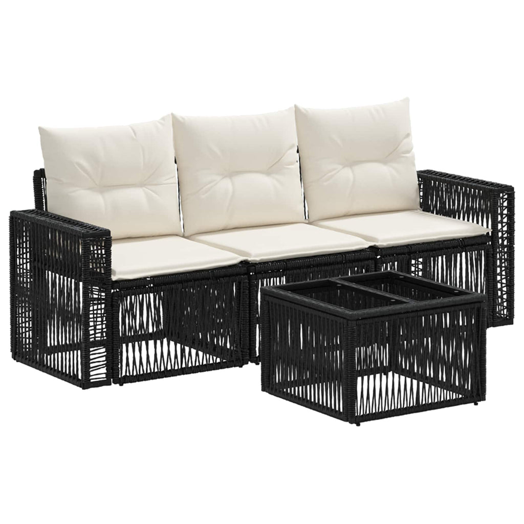 vidaXL Gartensofa-set 4 pcs Schwarz und Cremeweiß Poly-Rattan