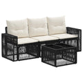 vidaXL Gartensofa-set 4 pcs Schwarz und Cremeweiß Poly-Rattan