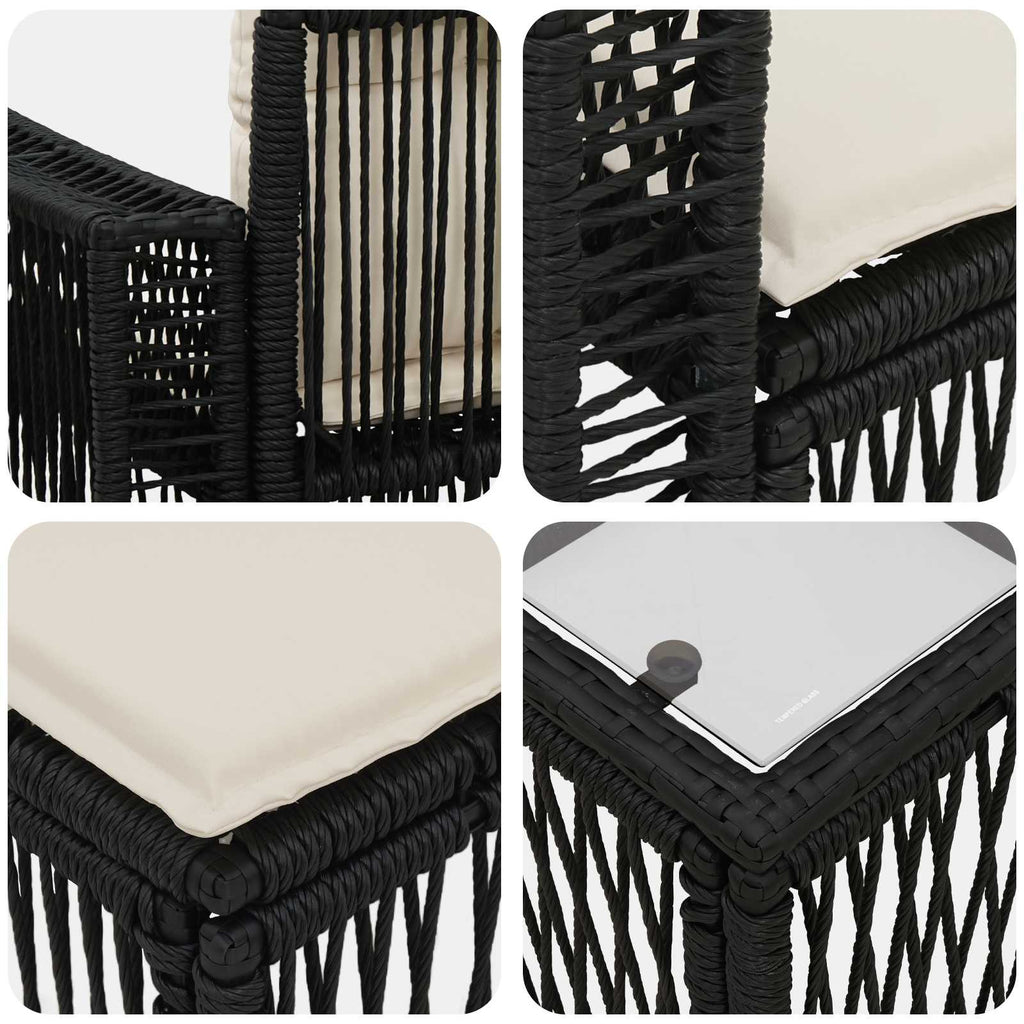 vidaXL Gartensofa-set 5 pcs Schwarz und Cremeweiß Poly-Rattan