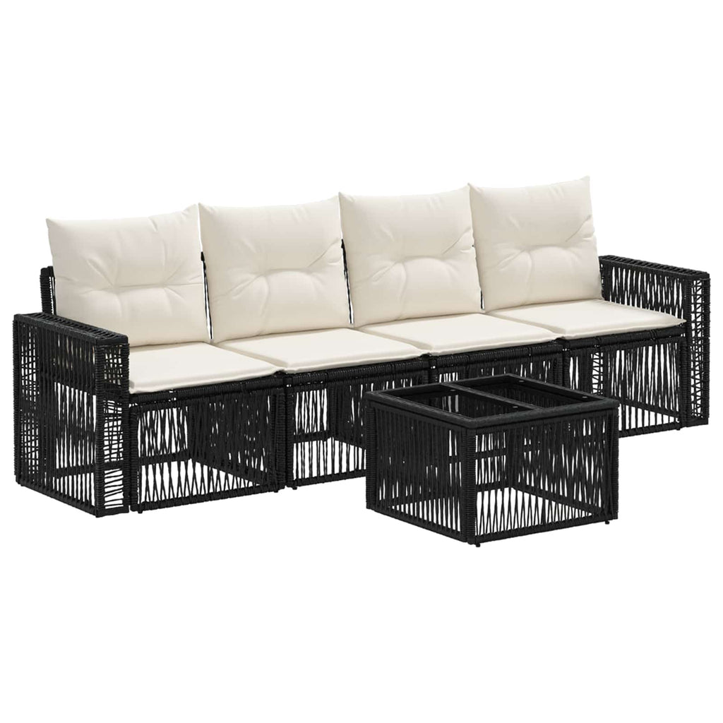 vidaXL Gartensofa-set 5 pcs Schwarz und Cremeweiß Poly-Rattan