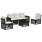 vidaXL Gartensofa-set 6 pcs Schwarz und Cremeweiß Poly-Rattan