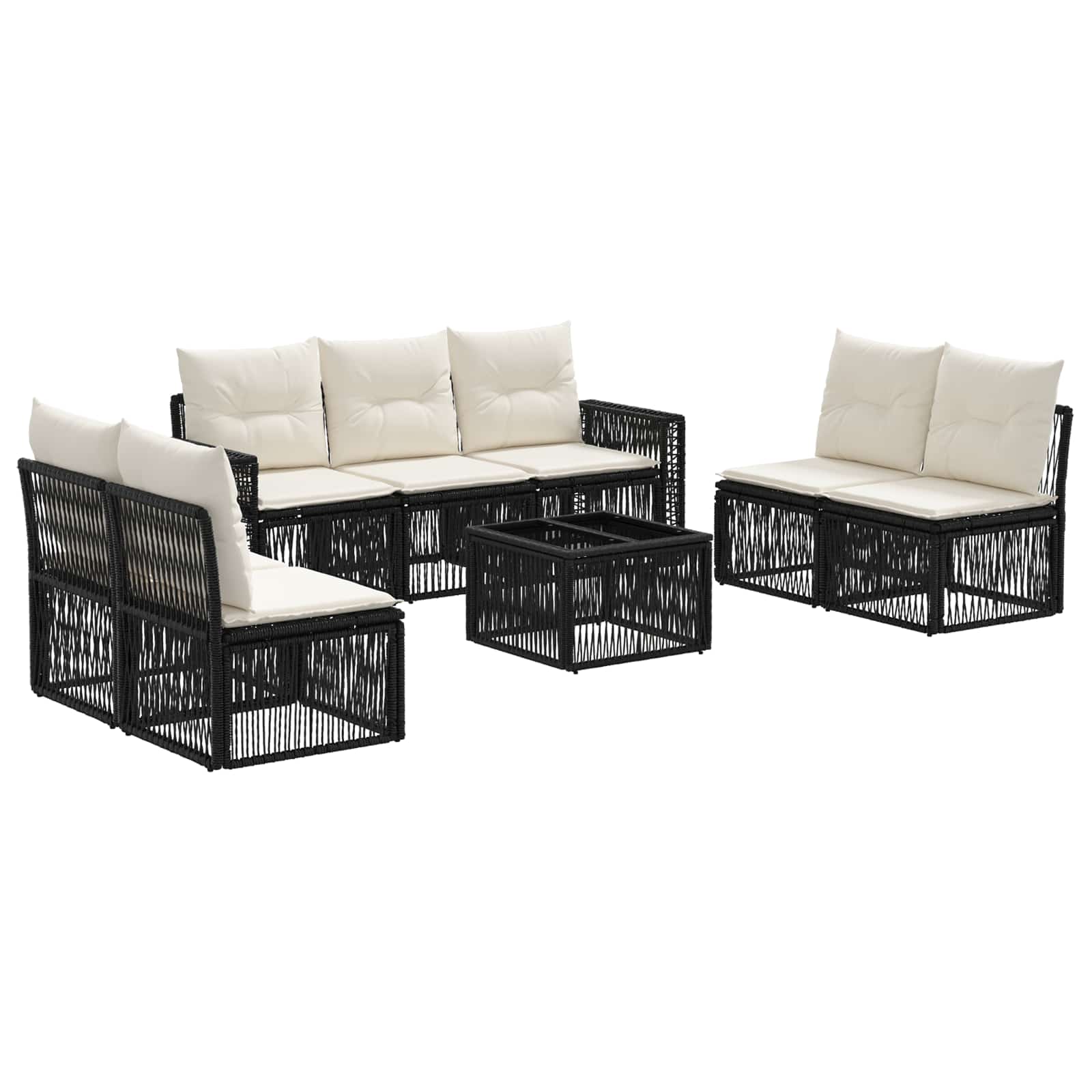 vidaXL Gartensofa-set 8 pcs Schwarz und Cremeweiß Poly-Rattan