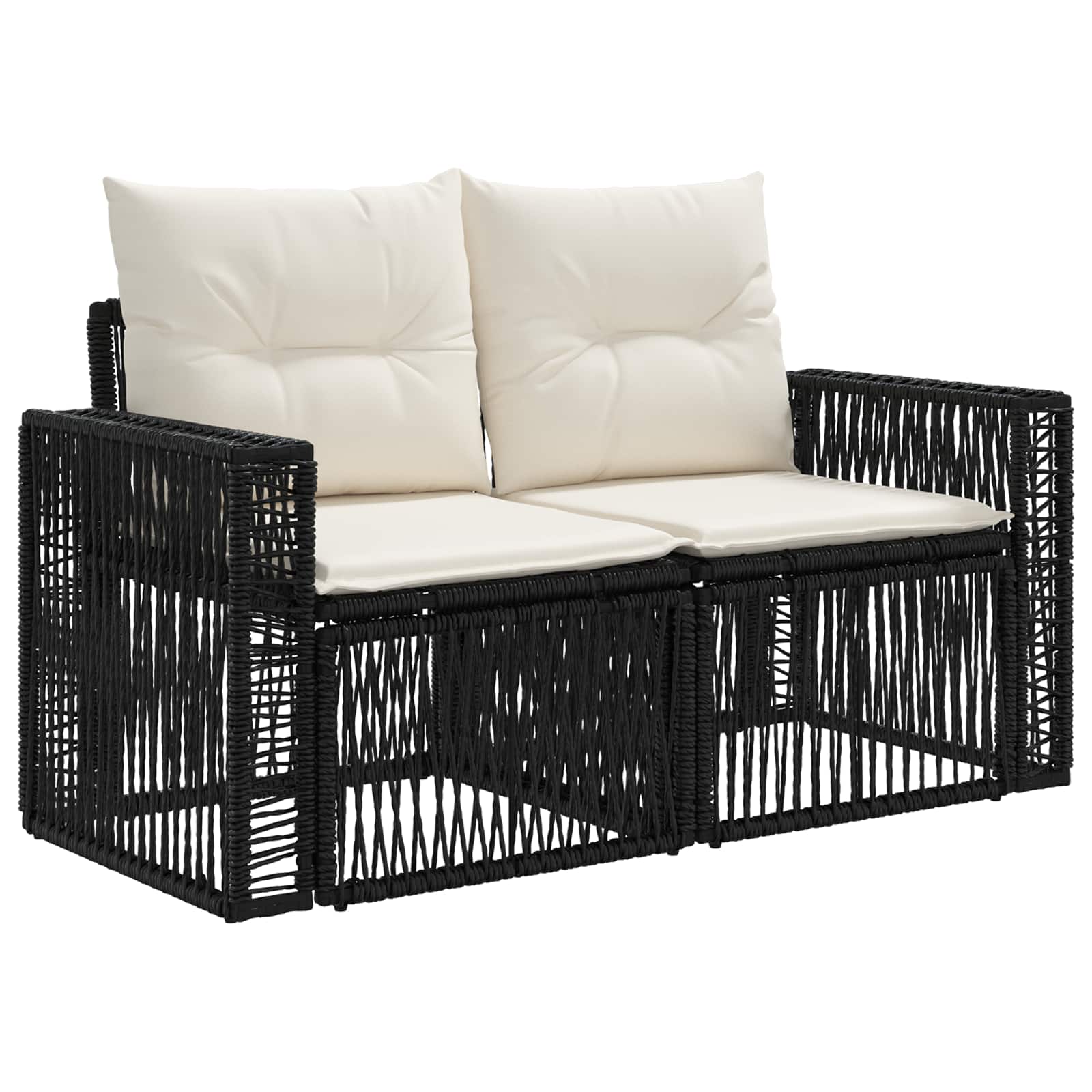 vidaXL Gartensofa-set 9 pcs Schwarz und Cremeweiß Poly-Rattan