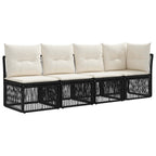 vidaXL Gartensofa-set 11 pcs Schwarz und Cremeweiß Poly-Rattan