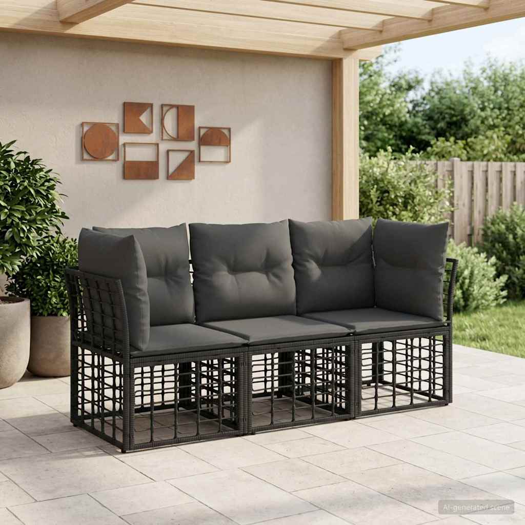 vidaXL Outdoor-Sofagarnitur Schwarz Polyester