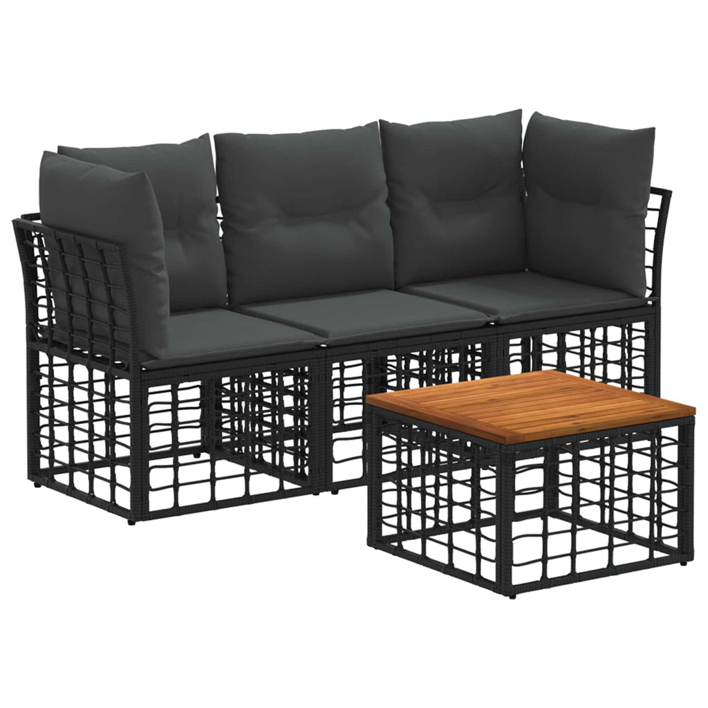 vidaXL Outdoor-Sofagarnitur 4 pcs Schwarz und Dunkelgrau Polyester